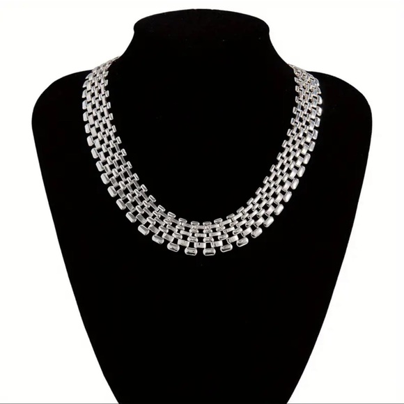 Exaggerated Hollow Chain Necklace Punk Hip-hop Style Silver Color Necklace - Picture 8 of 8